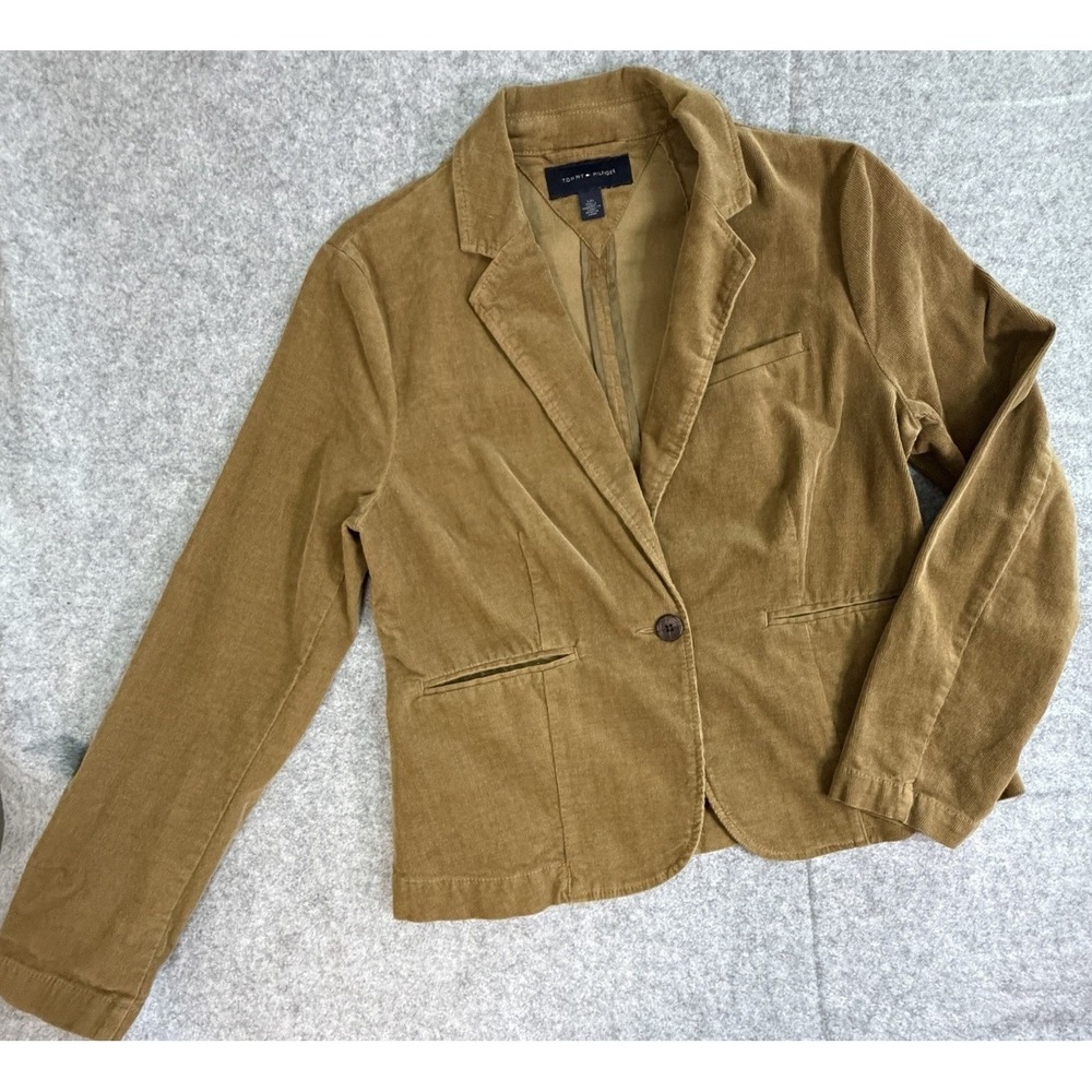 Corduroy Women's L Brown Blazer Single Button Preppy Old‎ Money